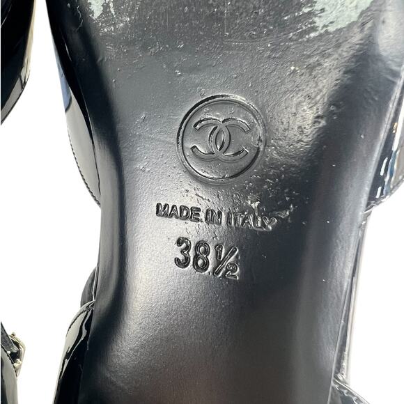 Chanel 2013 Black Patent Leather CC Pearl Slingback Flats - Picture 16 of 16